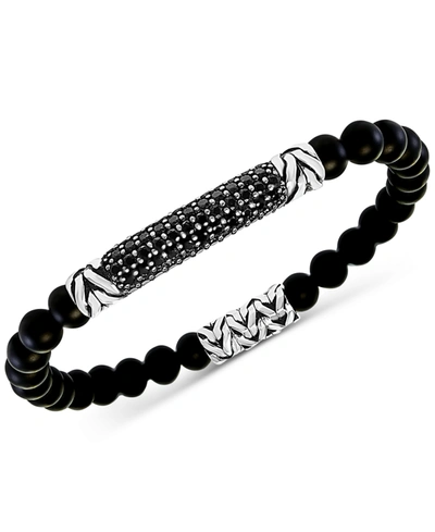 Effy Collection Effy Men's Onyx (6mm) Bead & Black Spinel Bracelet In Sterling Silver