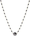Effy Collection Effy Cultured Tahitian Pearl (10mm) & Hematite Bead 18" Statement Necklace In 14k Gold In Yellow Gol