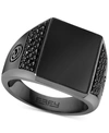 EFFY COLLECTION EFFY MEN'S ONYX AND BLACK SPINEL STATEMENT RING IN BLACK RHODIUM-PLATED STERLING SILVER