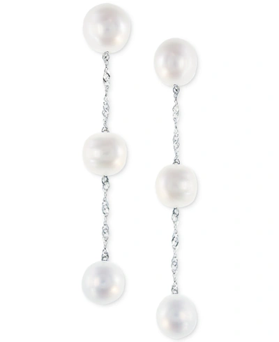 Effy Collection Effy Cultured Freshwater Pearl Triple Drop Earrings In 14k Yellow, White Or Rose Gold (5mm) In White Gold