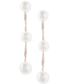 Effy Collection Effy Cultured Freshwater Pearl Triple Drop Earrings In 14k Yellow, White Or Rose Gold (5mm) In Rose Gold