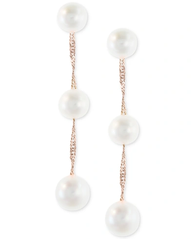 Effy Collection Effy Cultured Freshwater Pearl Triple Drop Earrings In 14k Yellow, White Or Rose Gold (5mm)