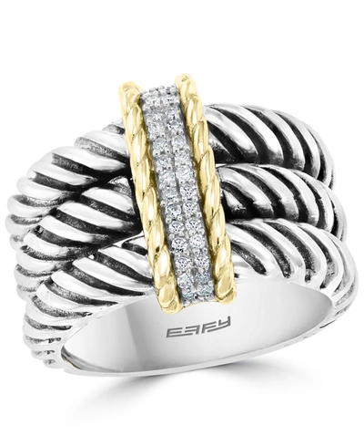 Effy Collection Effy Diamond Triple Row Statement Ring (1/6 Ct. T.w.) In Sterling Silver & 18k Gold In Sterling Silver  Yellow Gold