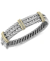Effy Collection Effy Diamond Triple Band Bangle Bracelet (1/5 Ct. T.w.) In Sterling Silver & 18k Gold In Sterling Silver Yellow Gold