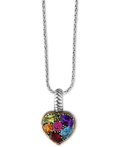 Effy Collection Effy Balissima Multi-gemstone Pendant Necklace (2 Ct. T.w.) In Sterling Silver And 18k Gold In Two-tone