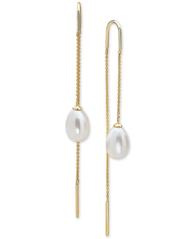 Effy Collection Effy Cultured Freshwater Pearl (10 X 7mm) Threader Earrings In 14k Gold