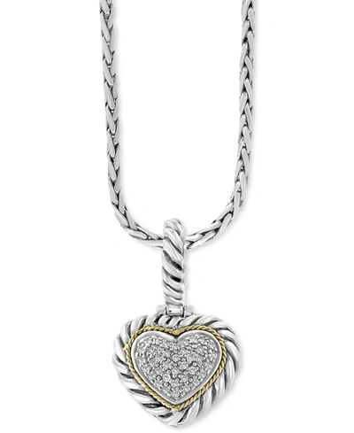 Effy Collection Effy Diamond Heart Cluster 18" Pendant Necklace (1/5 Ct. T.w.) In Sterling Silver & 18k Gold In Sterling Silver  K Yellow Gold