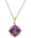 Effy Collection Lavender Rose By Effy Amethyst (5-3/4 Ct. T.w.) And Diamond (1/5 Ct. T.w.) Clover Pendant In 14k Ros In No Color