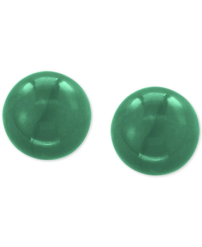 Effy Collection Effy Dyed Green Jade (10mm) Stud Earrings In 14k Gold In Yellow Gold