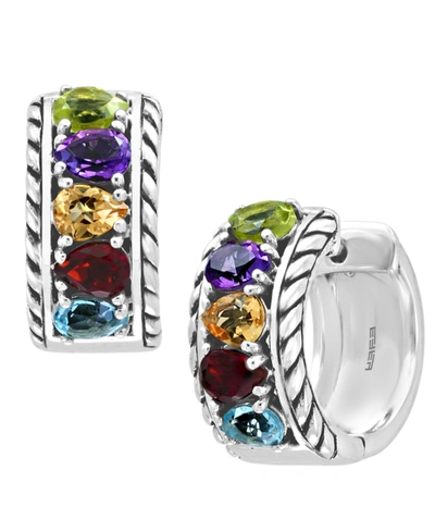 Effy Collection Effy Multi-gemstone Small Huggie Hoop Earrings (1-7/8 Ct. T.w.) In Sterling Silver