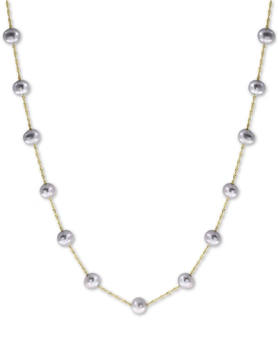 Effy Collection Effy Gray Cultured Freshwater Pearl (5-1/2mm) 18" Collar Necklace In 14k White Gold