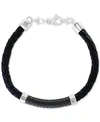 Effy Collection Effy Men's Leather Bracelet In Sterling Silver In Silver