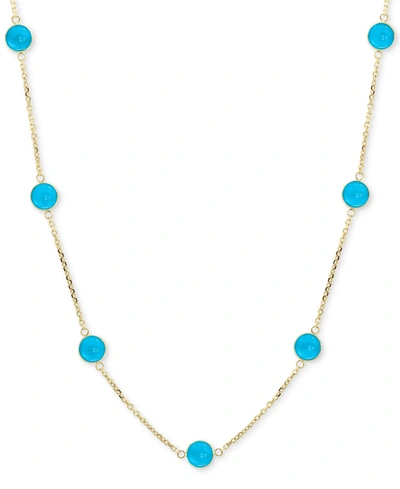 Effy Collection Effy Turquoise Collar Necklace In 14k Gold, 16" + 2" Extender In Yellow Gold