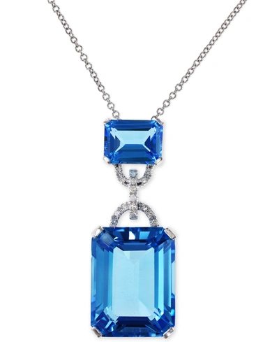 Effy Collection Effy Blue Topaz (16-3/4 Ct. T.w.) And Diamond Accent Pendant Necklace In 14k White Gold