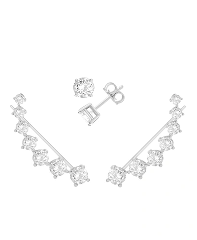 Essentials Cubic Zirconia Stud & Graduated Climber Set In Silver Plate Or Gold Plate