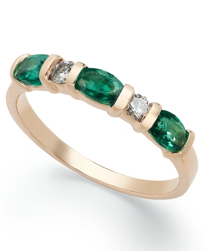 Macy's 14k Gold Ring, Emerald (3/4 Ct. T.w.) And Diamond (1/8 Ct. T.w.) Ring