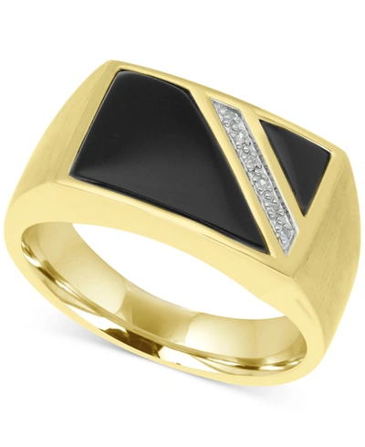 Macy's Men's Onyx & Diamond Accent Ring In 10k Gold