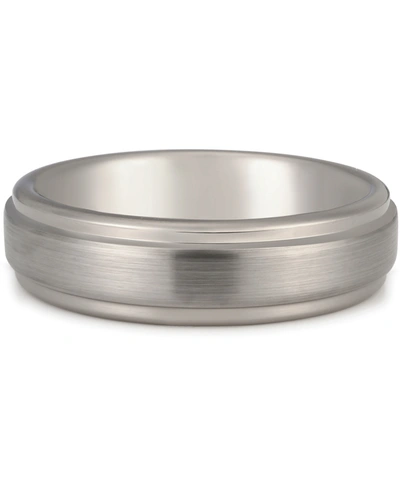 Macy's Men's Step Edge Band In Tantalum