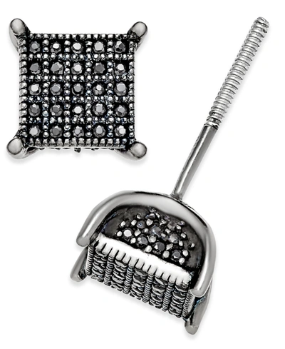 Macy's Men's Diamond Square Cluster Stud Earrings (1/4 Ct. T.w.) In Sterling Silver