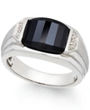 MACY'S MEN'S ONYX (4-1/2 CT. T.W.) AND DIAMOND ACCENT RING IN STERLING SILVER