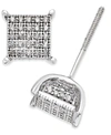 Macy's Men's Diamond Square Cluster Stud Earrings (1/4 Ct. T.w.) In Sterling Silver In Silver