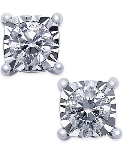 Trumiracle Square Diamond Stud Earrings (1/4 Ct. T.w.) In 14k White Gold In No Color