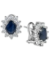 Macy's Sapphire (3 Ct. T.w.) And Diamond (1-1/5 Ct. T.w.) Earrings In 14k White Gold In White Gold