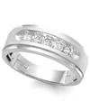 MACY'S MEN'S FIVE-STONE DIAMOND RING IN 10K WHITE GOLD (1/4 CT. T.W.)