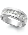 MACY'S MEN'S NINE-STONE DIAMOND RING IN 10K WHITE GOLD (1/4 CT. T.W.)