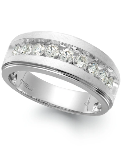 Macy's Men's Nine-stone Diamond Ring In 10k White Gold (1/4 Ct. T.w.)