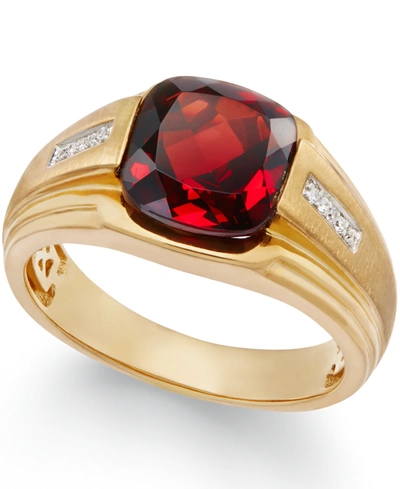 Macy's Men's Garnet (5 Ct. T.w.) And Diamond Accent Ring In 10k Gold In Yellow Gold