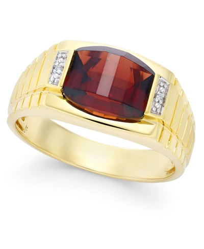 Macy's Men's Garnet (4-1/3 Ct. T.w.) And Diamond Accent Ring In 10k Gold In Yellow Gold