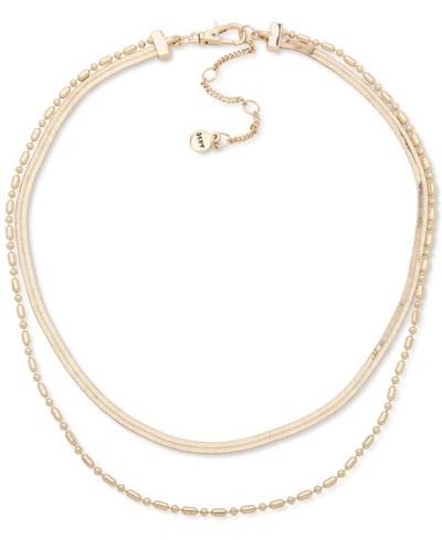 Dkny Gold-tone Double Chain Layered Necklace, 16" + 3" Extender