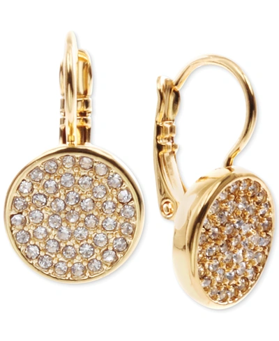 Anne Klein Crystal Pave Disc Drop Earrings In Gold