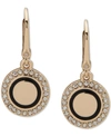 DKNY GOLD-TONE PAVE & COLORED CIRCLE DROP EARRINGS