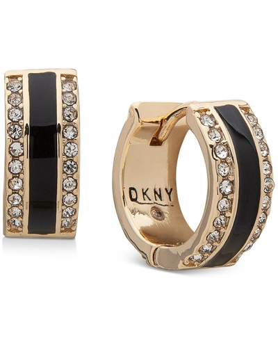 Dkny Gold-tone Pave & Color Hoop Earrings