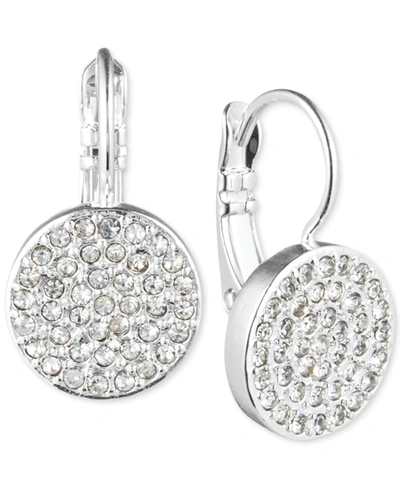 Anne Klein Crystal Pave Disc Drop Earrings In Silver