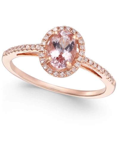 Macy's Morganite (5/8 Ct. T.w.) And Diamond (1/6 Ct. T.w.) Ring In 14k Rose Gold