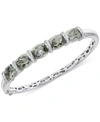 Macy's Green Quartz (11-1/2 Ct. T.w.) & Diamond (1/8 Ct. T.w.) Bangle Bracelet In Sterling Silver In Sterling Silver