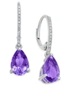 Macy's Mystic Topaz (2-1/2 Ct. T.w.) & Diamond (1/10 Ct. T.w.) Drop Earrings In 14k Gold (also In Blue Topa In Amethyst