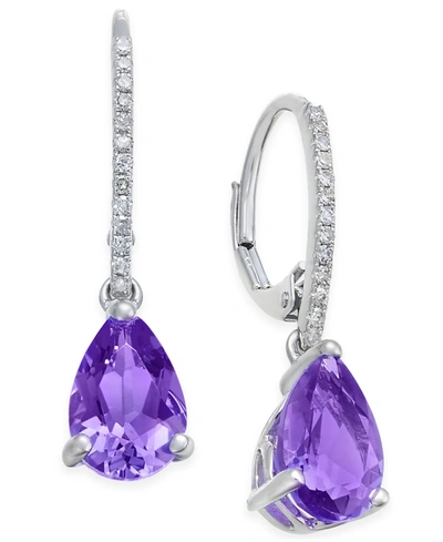 Macy's Mystic Topaz (2-1/2 Ct. T.w.) & Diamond (1/10 Ct. T.w.) Drop Earrings In 14k Gold (also In Blue Topa In Amethyst