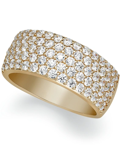 Macy's Arabella Sterling Silver Ring, Cubic Zirconia Pave Band In Gold