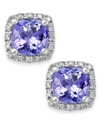 MACY'S TANZANITE (1-5/8 CT. T.W.) AND DIAMOND (1/8 CT. T.W.) SQUARE STUD EARRINGS IN 14K WHITE GOLD