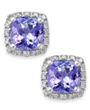 Macy's Tanzanite (1-5/8 Ct. T.w.) And Diamond (1/8 Ct. T.w.) Square Stud Earrings In 14k White Gold
