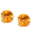 Macy's Brilliant-cut Citrine (2-1/5 Ct. T.w.) Stud Earrings In 14k White Gold
