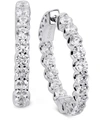Arabella Cubic Zirconia Small In & Out Hoop Earrings In Sterling Silver Or 18k Gold Plated Sterling Silver In Sterling Silver