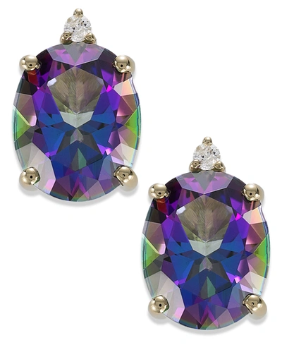 Macy's 14k Gold Mystic Topaz (7 Ct. T.w.) And Diamond Accent Oval Earrings