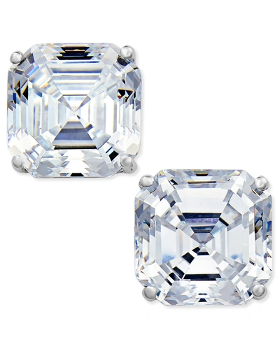 Arabella Cubic Zirconia Asscher Stud Earrings In 14k White Gold, Created For Macy's