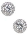 MACY'S WHITE SAPPHIRE (5/8 CT. T.W.) AND DIAMOND (1/10 CT. T.W.) STUD EARRINGS IN 14K WHITE GOLD