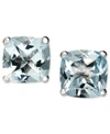 Macy's 14k White Gold Earrings, Aquamarine Cushion Studs (1-5/8 Ct. T.w.)